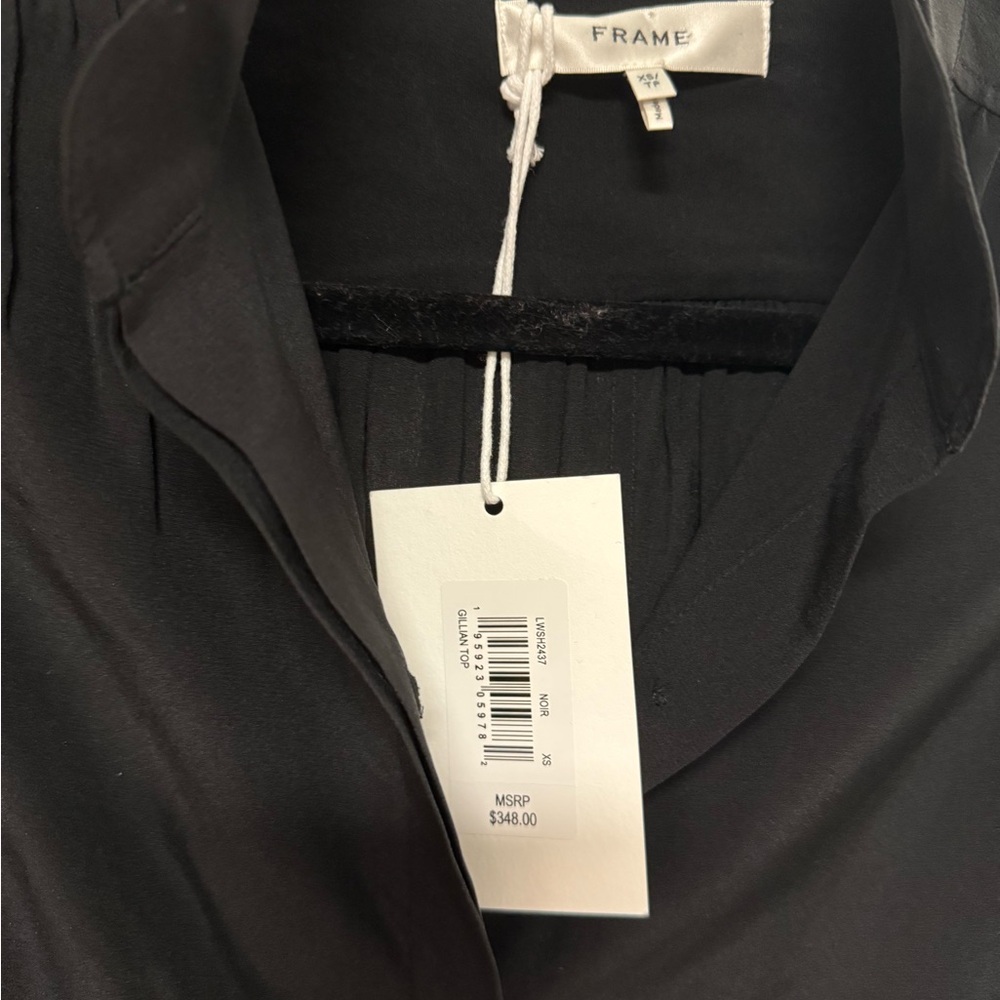 Frame Denim Black Puff-Sleeve Blouse - Picture 2 of 5